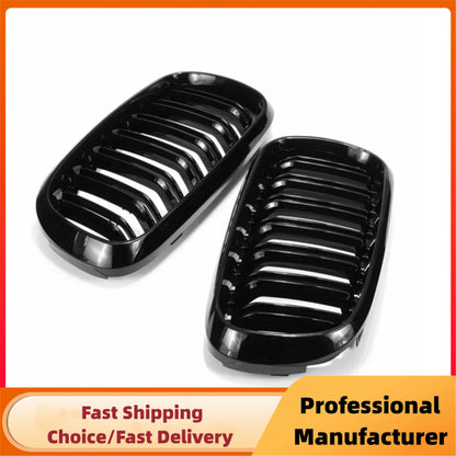 For BMW F15 F16 X5 X6 F85 F86 2014-2018 Front Bumper Kidney Racing Grille Glossy Black Car Double Slat Grill