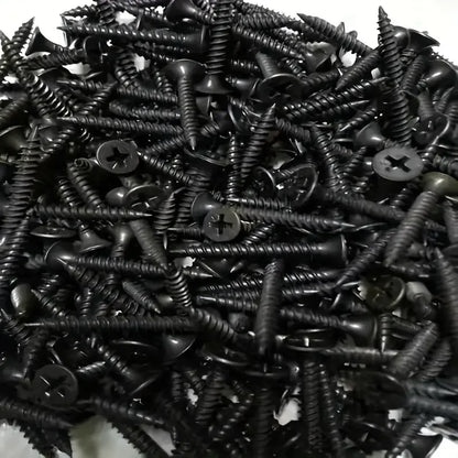 50Pcs M3.5 Black Cross Flat Head Sheet Metal Screws Drill Wood Carbon Steel Screws Suitable For Wood Furniture Maintenance