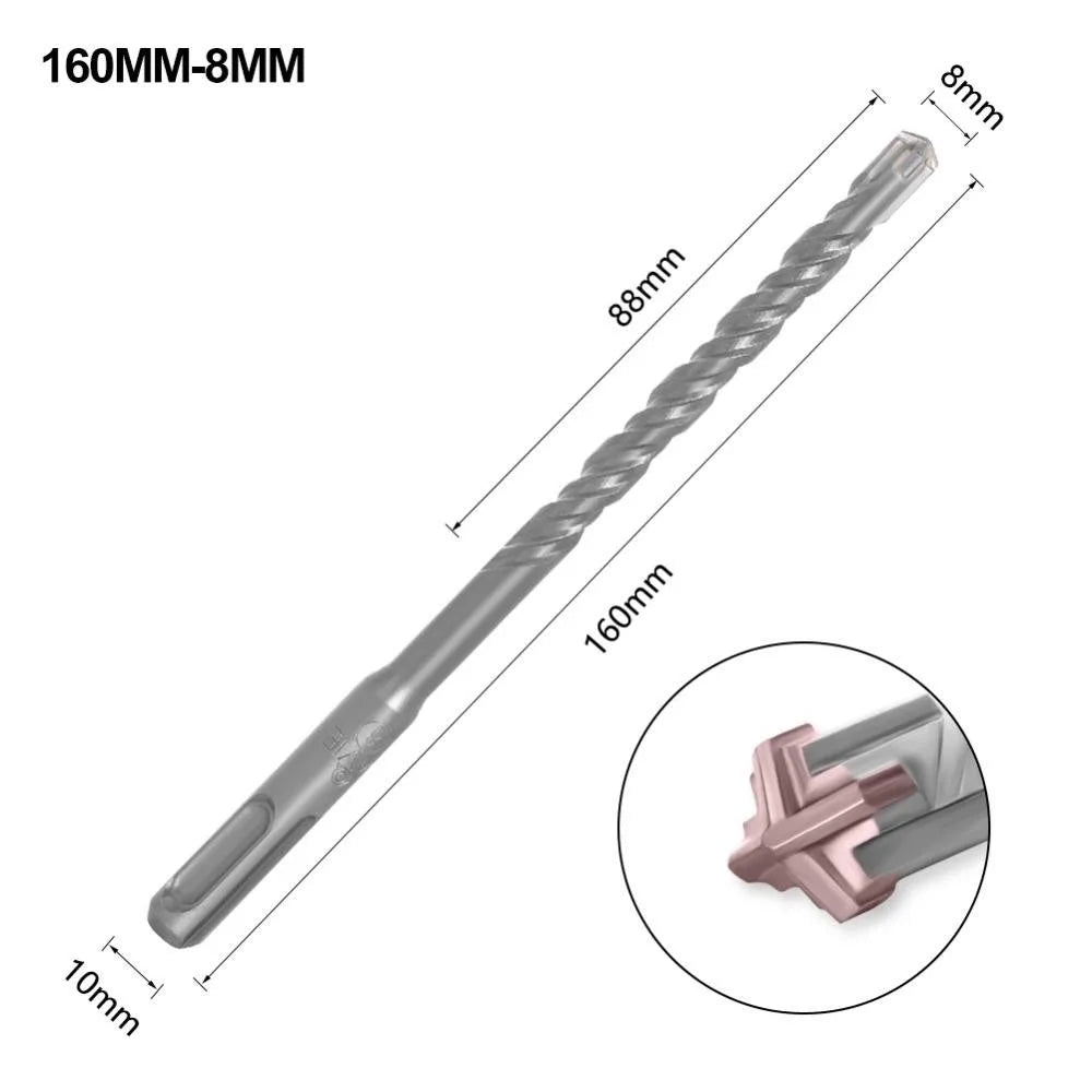 1Pcs 5/6/7/8/10/12mm Concrete SDS Plus Drill Bit 110mm 160mm Cross Tips Electric Hammer Drill Bit 4 Cutters Round Shank