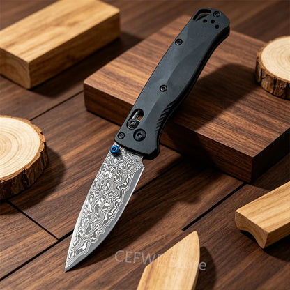 BM 533 Mini Bugout Axis Folding Knife, D2 Steel Blade Aluminum Handle Outdoor EDC Camping Hiking Fishing Cutting Tool Ideal Gift for Men