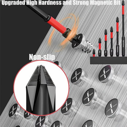 Rafford 12 Pcs S2 Steel Magnetic Screwdriver Bit Set, 1/4" Shank Non-Slip Phillips Impact Bits for Electric & Manual Drivers