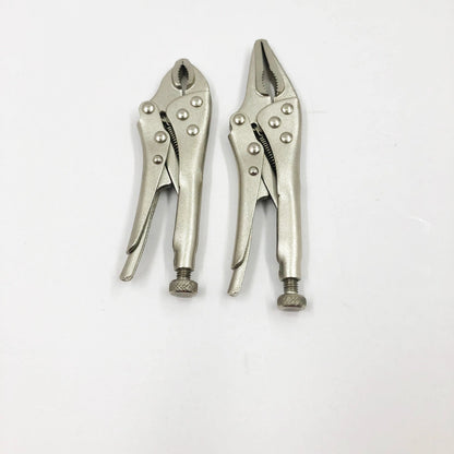 2Pcs/set Mini Vice Grip Style Locking Pliers 5' Long Nose and 4' Curve Jaw Labor-saving Clamp Welding Clamp Home Hand Tools
