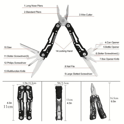 Multitool Pliers with Safety Locking, Stainless Steel Multitool Pliers Pocket Knife, Specially Bottle Opener, Screwdriver
