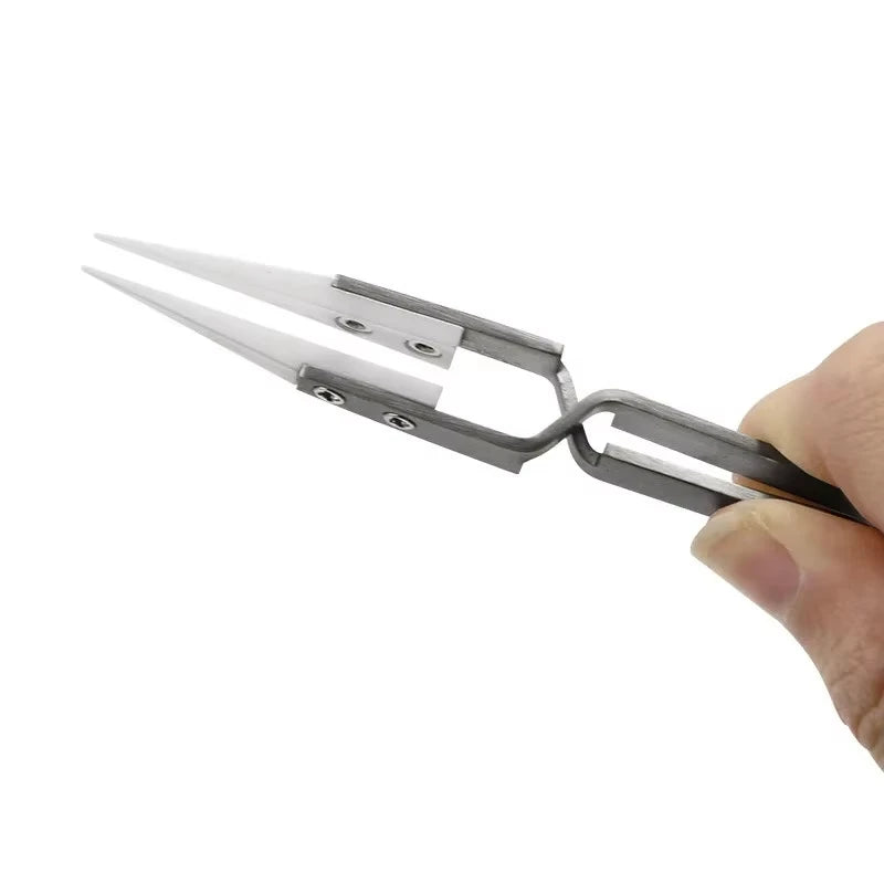 1/3 Pcs Precision Ceramic Straight Tip Soldering Tweezers Anti-Static Reverse Acid Resistant Electronic Repairing Tool