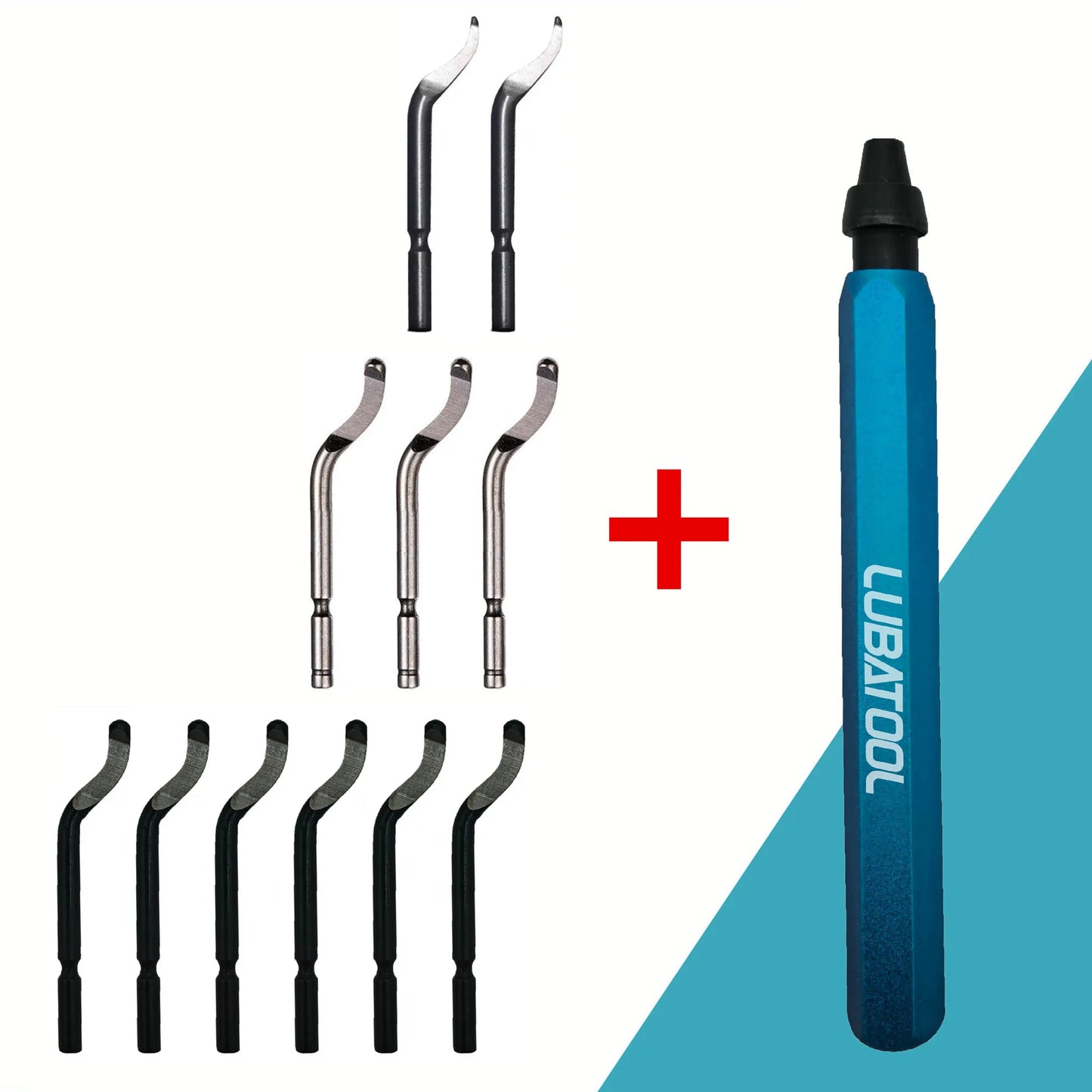 LUBATOOL Deburring Tool with 11 HSS Steel Blades, 360 Degree Rotary Head Deburring Tool for Metal Resin Plastic 3D Printing Wood