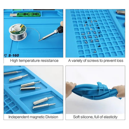 Magnetic Mat Silicone Repair Mat Circuit Board Soldering Pad Heat Resistant 932°F Anti-Static for ESD Iron Phone Repair