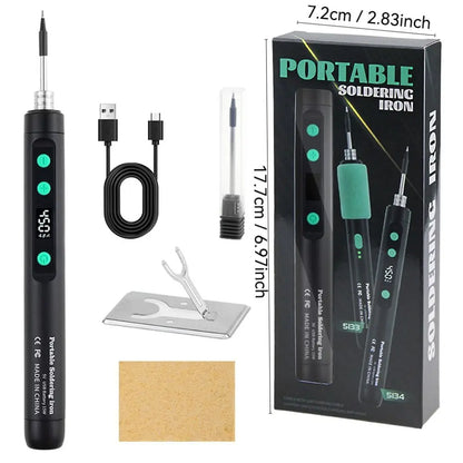 5V/15W Digital Display Soldering Iron Welding Repair Tool Cordless USB Soldering Iron Adjustable Temperature Speed Heating