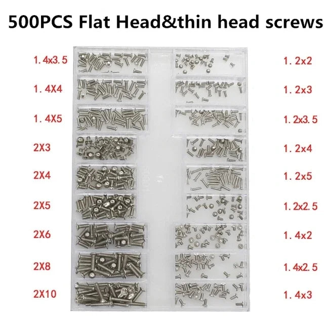 500pcs Mini Screw Nuts Micro Laptop Computer Assemble Repair Screws Fastener Set For Repairing Sunglasses Phone