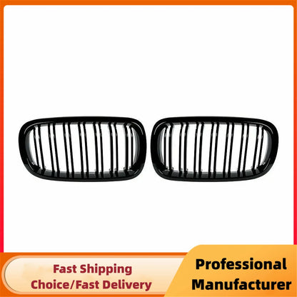 For BMW F15 F16 X5 X6 F85 F86 2014-2018 Front Bumper Kidney Racing Grille Glossy Black Car Double Slat Grill