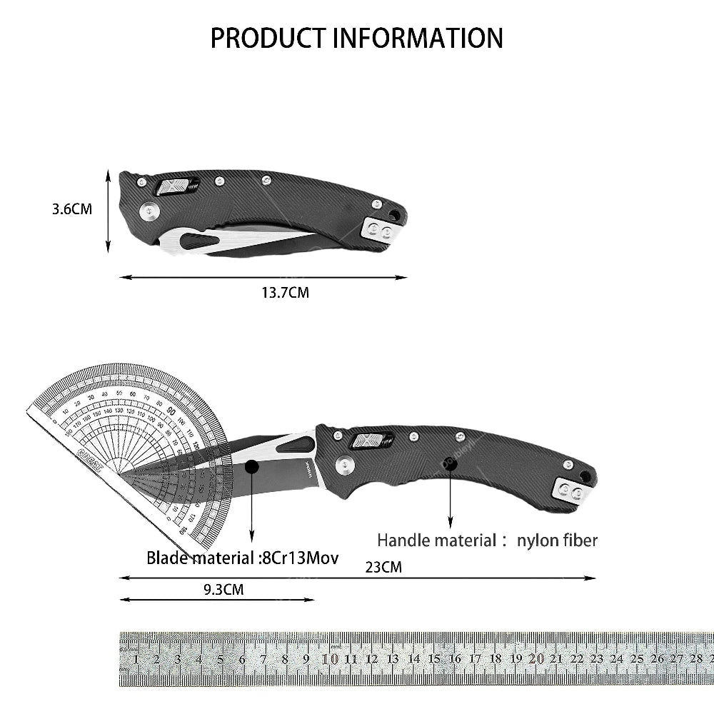 Lightweight EDC Outdoor Adventure MSI Folding Knife with Nylon Fiber Handle, Hiking Jungle Pocket Knife, Rope Cutter, Fruit Knife