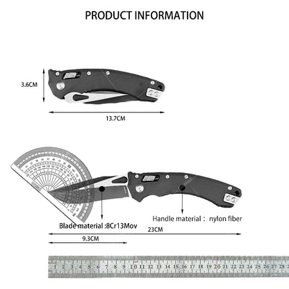 Lightweight EDC Outdoor Adventure MSI Folding Knife with Nylon Fiber Handle, Hiking Jungle Pocket Knife, Rope Cutter, Fruit Knife