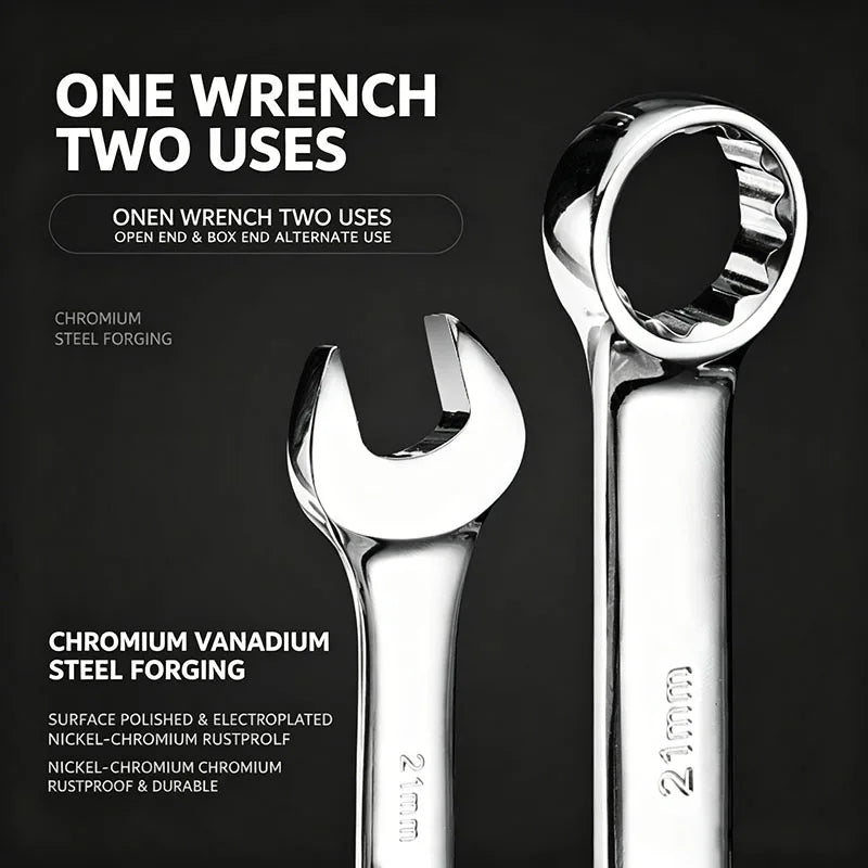 WEELEE 6-32mm Combination Wrench Metric Plum Blossom Ring Open-ended Spanner Hardware Parts Automotive Repair Wrench Hand Tools