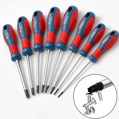 Torx Screwdriver Set T8 T10 T15 T20 T25 T27 T30 T40 CR-V Chrome Vanadium Magnetic Tip Anti Rust TPR Handle High Torque Star Tool