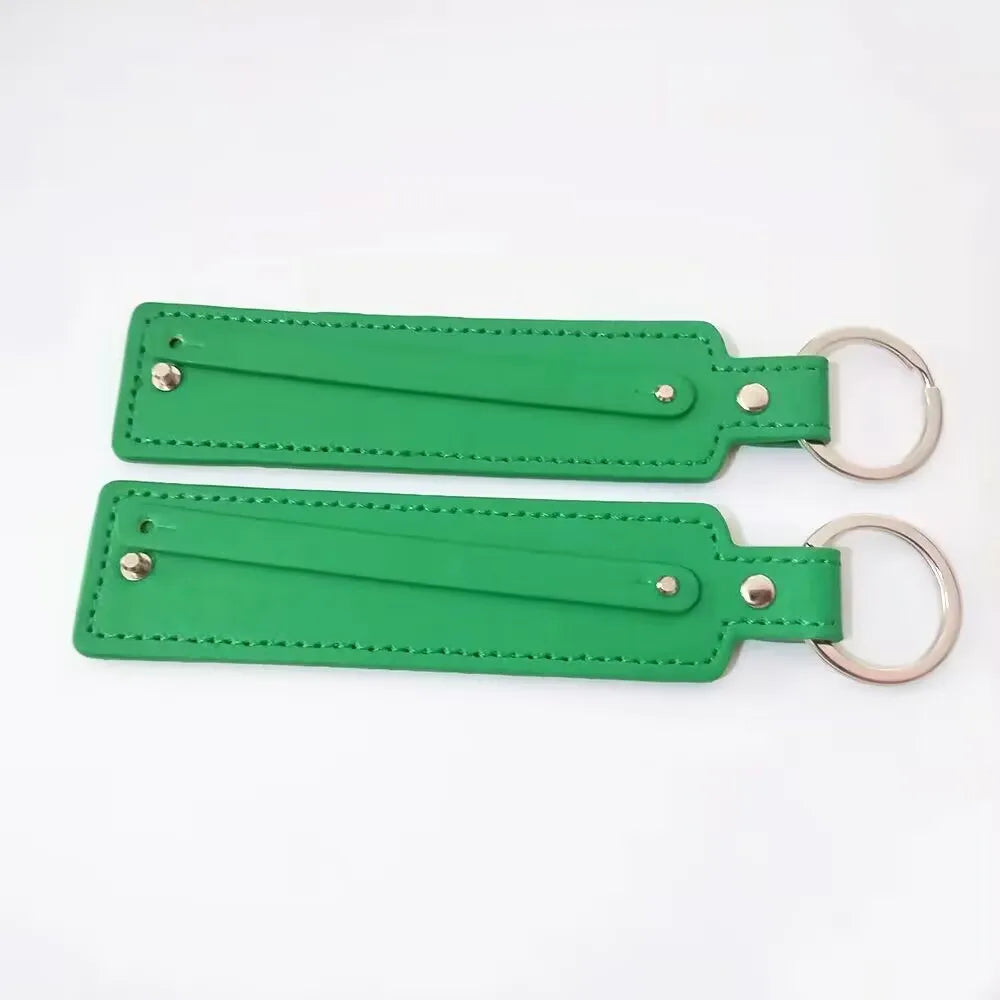 50pcs/lot PU Leather Keychain with 8mm Slide Bar Keyrings Key Holder Fit for 8mm DIY Slide Charms