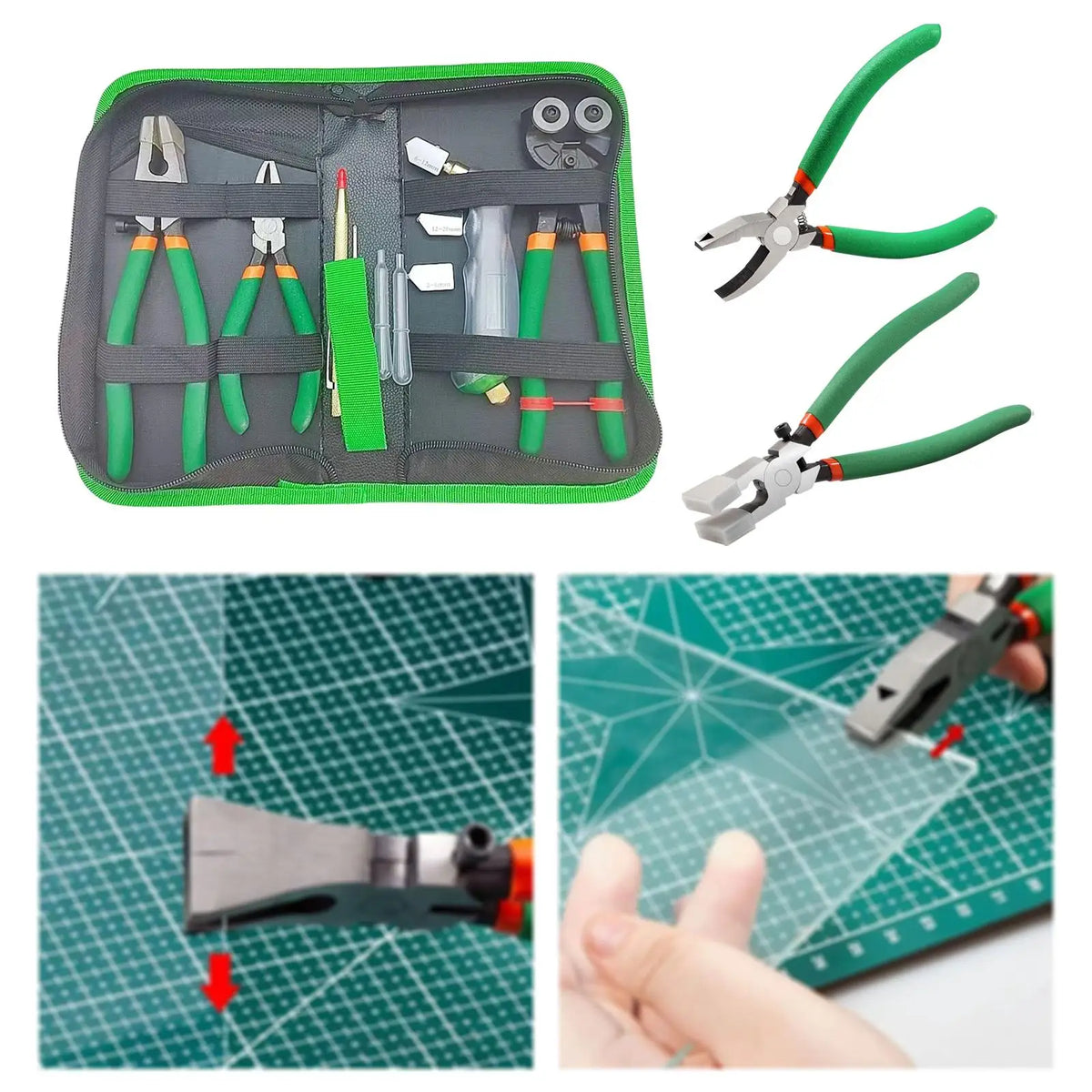 Glass Cutter Tool Glass Running Breaking Pliers Multipurpose Portable Trimming Breaker for Hardware Install Mosaics Fused Key