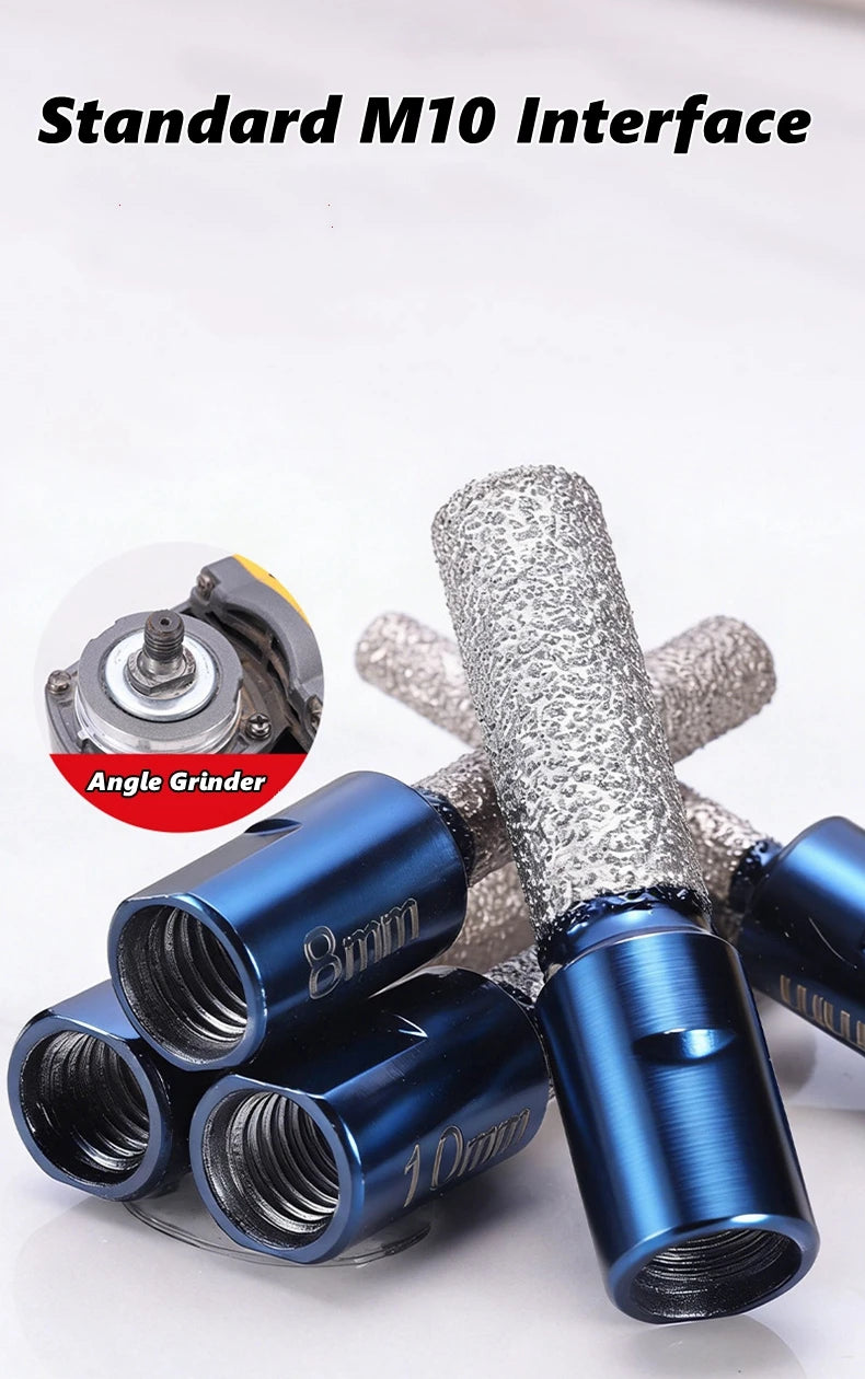 6/8/10/12mm M10 Vaccum Brazed Milling Cutter Hole Saw Angle Grinder Brazed Core Drill Bit for Ceramic Granite Marble Stone Tile
