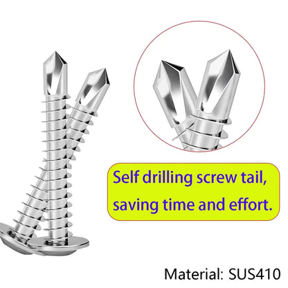 100PCS High-Strength #8 M4.2 Self-Tapping Sheet Metal Screws - 410 Stainless Steel Truss Head, Quick Tapping for Lath to Metal