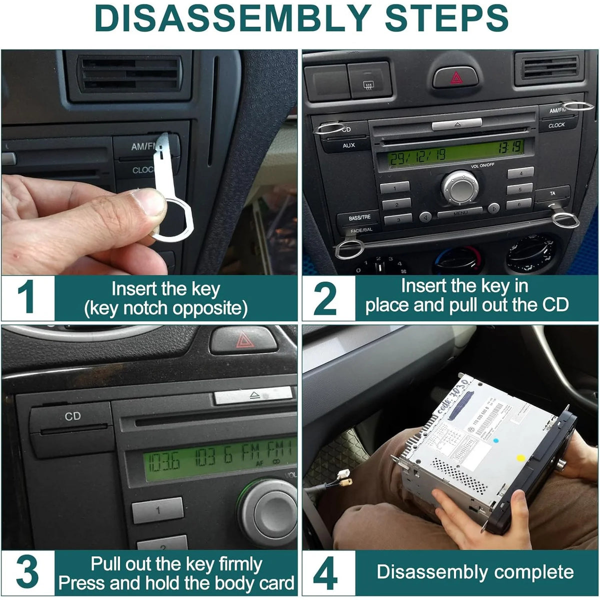 4Pcs Radio Stereo Removal Extractor Key Release Pin Head Unit Audio Install Tool For Volkswagen Audi Mercedes Benz BMW Car Parts