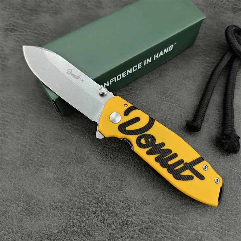 DONUT X Pocket Folding Knife D2 Steel Blade G10 Handle Outdoor Jungle Survival Self-defense Hunting Survival Tool