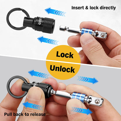 ELEAD 6Pcs 1/4" Hex Shank Drill Bit Holder Extension Rod, Quick Change Key Chain Socket Adapter Portable
