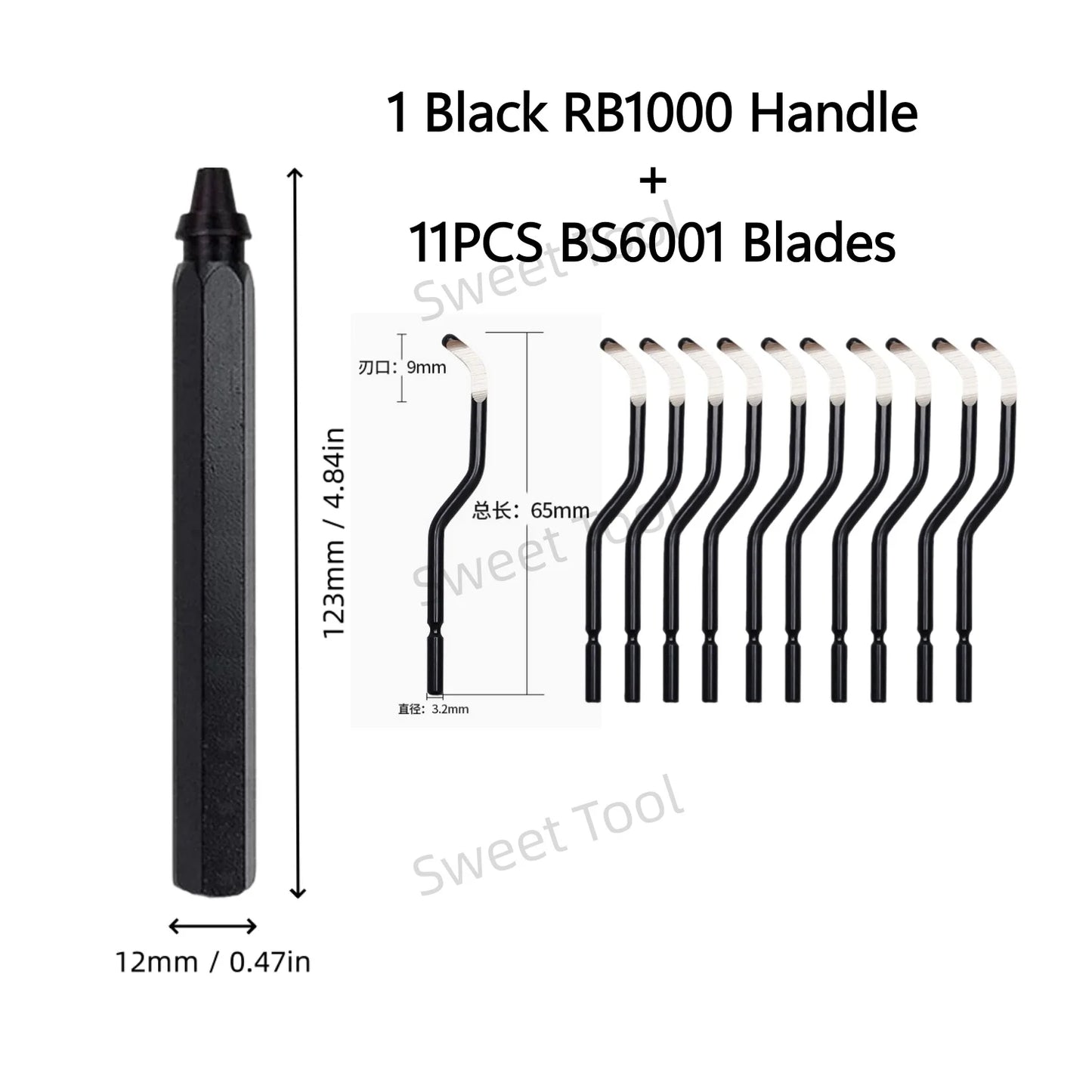 Deburring Tool Metal Handle with 1/10/11 Swivel Blades Burr Removal Reamer Tool for Plastic Metal Copper PVC Resin 3D Printing