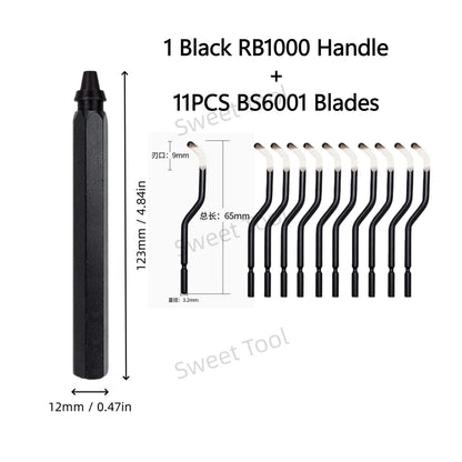 Deburring Tool Metal Handle with 1/10/11 Swivel Blades Burr Removal Reamer Tool for Plastic Metal Copper PVC Resin 3D Printing