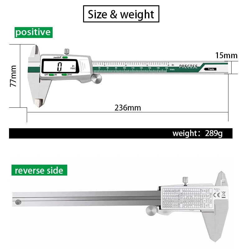 YIYOUBAO ET50 150mm Digital Caliper Stainless Steel Fraction / MM / Inch 0.01mm High Precision for Mechanical Components Measure