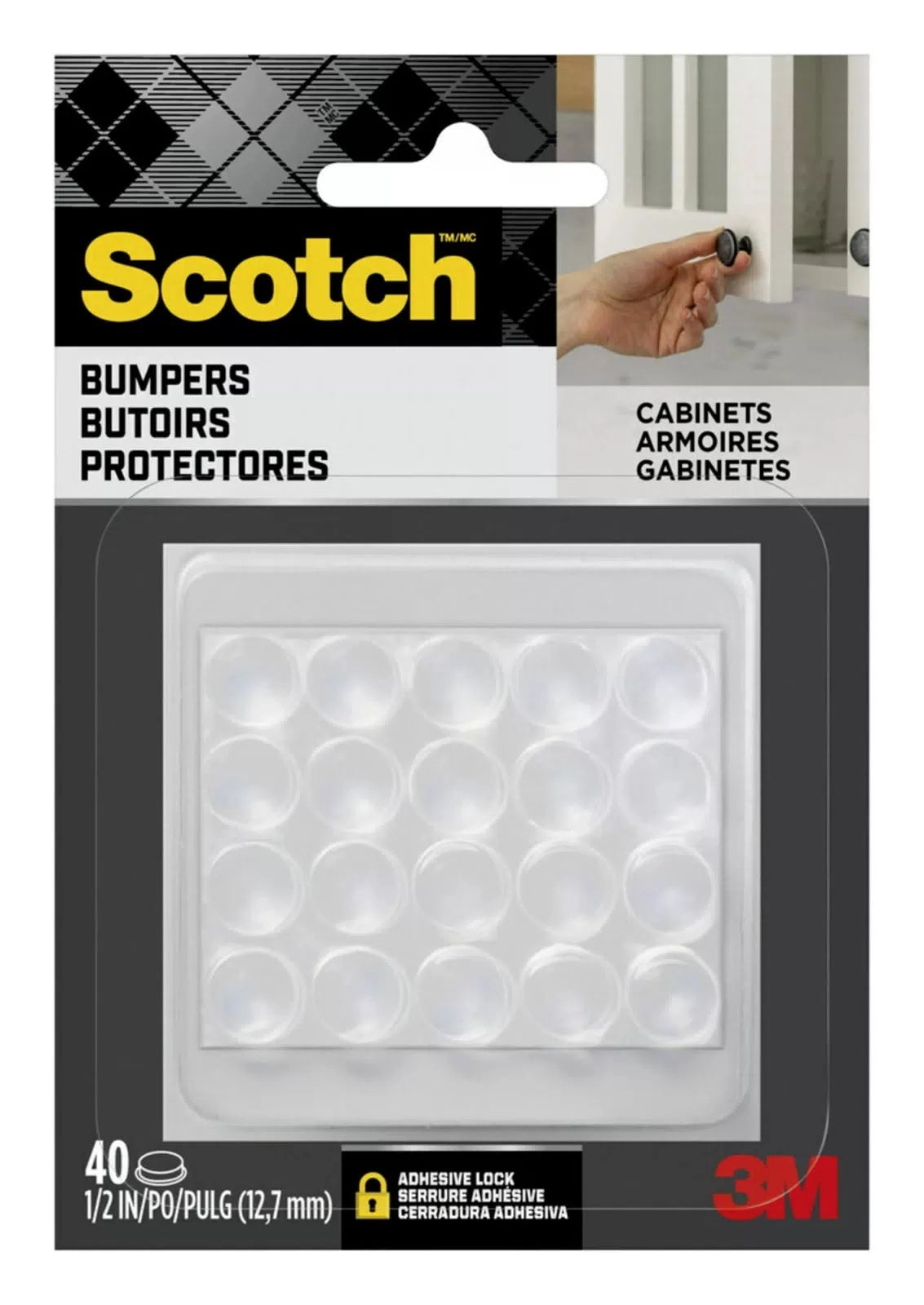 Scotch Clear Adhesive Bumper Pads 40 PCS, Self-Stick Rubber 1/2" Round, [1]