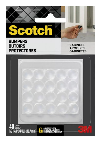 Scotch Clear Adhesive Bumper Pads 40 PCS, Self-Stick Rubber 1/2" Round, [1]