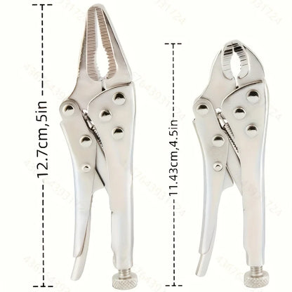 2Pcs/set Mini Vice Grip Style Locking Pliers 5' Long Nose and 4' Curve Jaw Labor-saving Clamp Welding Clamp Home Hand Tools