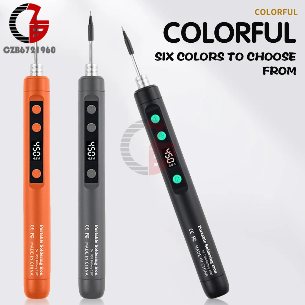 DC 5V Mini USB Type-C Soldering Iron Set Digital Electric Soldering Iron Adjustable Temperature DIY Heating Repair Welding Tool