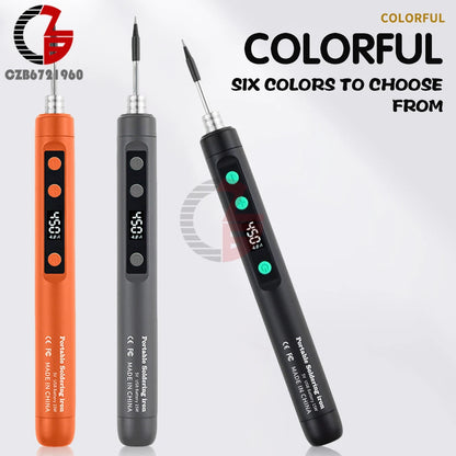 DC 5V Mini USB Type-C Soldering Iron Set Digital Electric Soldering Iron Adjustable Temperature DIY Heating Repair Welding Tool