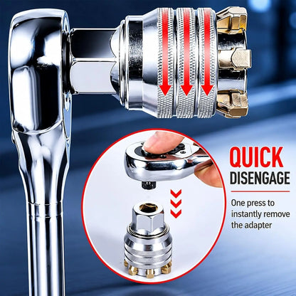Universal Socket Tool 10-19mm (3/8"-3/4") with 3/8" Drill Adapter, Pass-Thru Socket Set for Mechanical Repair