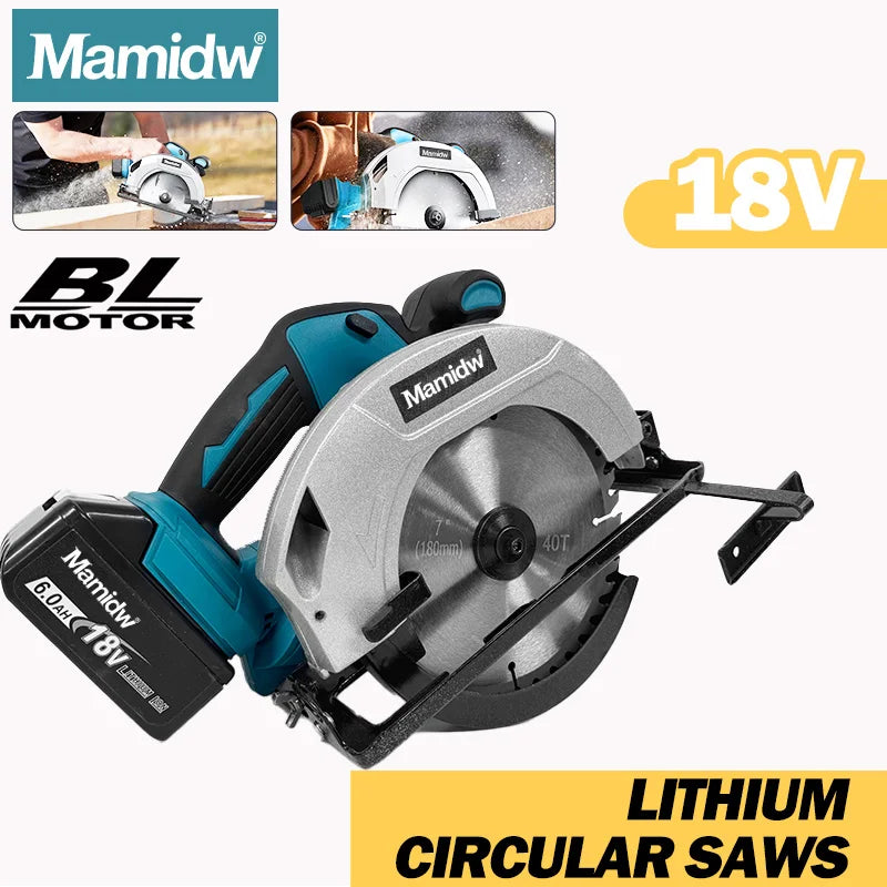 7Inch Brushless Circular Saw 5000RPM Cordless Handheld Adjustable Cutting Depth Woodwork Saw For Makita 18V Battery Pin