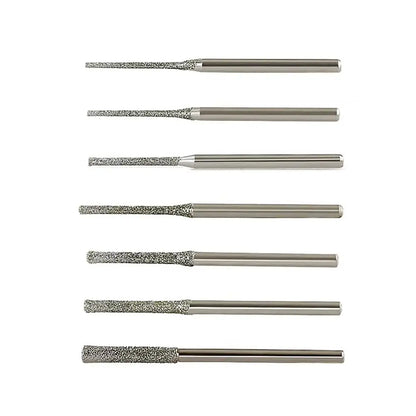 10Pcs 0.8-2.5mm Diamond Coated Drill Bits 2.35mm Shank Silver Polishing Head Grinding Burr Bits Glass Jade Amber Jewelry Diamond