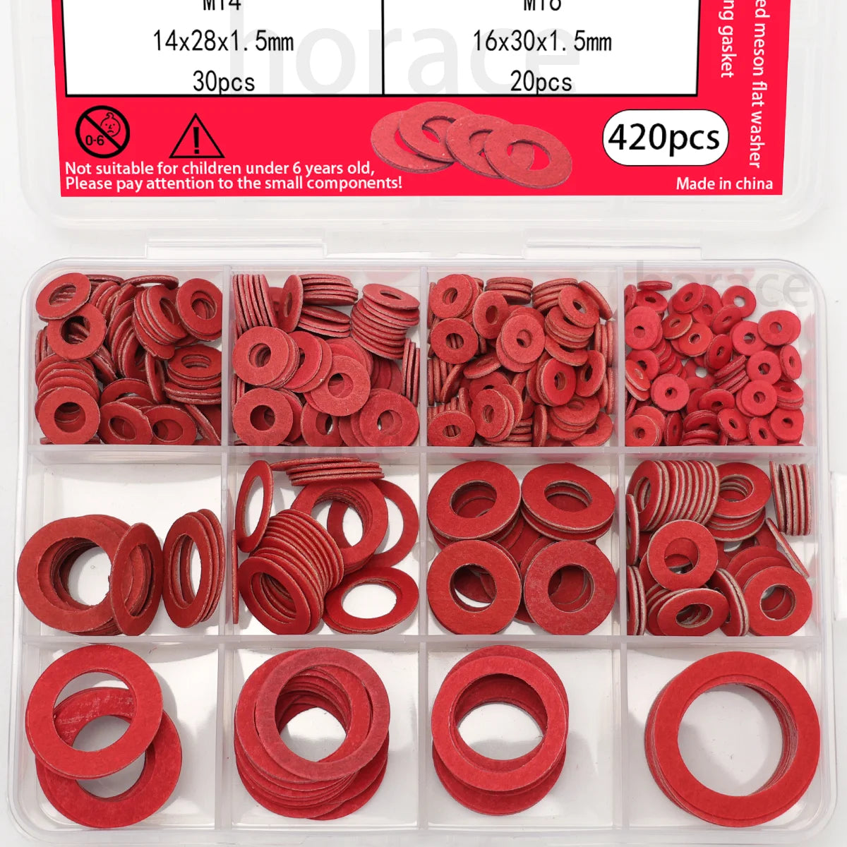 420 Red Steel Paper Washers - M2-M16 Paper Washers, Red Paper Gaskets, Insulating Fiber Flat Washers for Bolt Tightening.