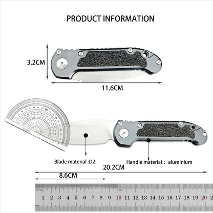 EDC Portable Folding Knife D2 Blade Aluminum Handle Closes Nicely Daily Box Opening Outdoor Hiking Camping Fishing Mountain Climbing Survival Rescue Multi‑functional High Hardness Wear‑resistant Tool