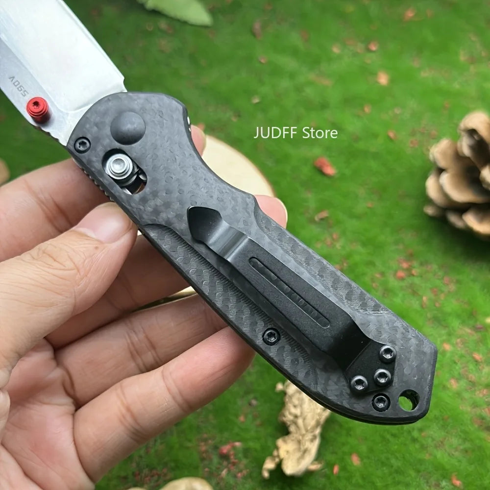 Mini Freek BM 565 Carbon Fiber Handle Portable Foldable Cutting Tool Multi-purpose Utility Camping EDC Hiking Trekking Premium Folding Pocket Knife