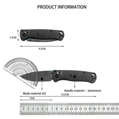 533BK-2 Mini Bugout Folding Knife D2 Blade Aluminum Outdoor Camping and Home Use Multi-functional Knife Practical Cutting Knife
