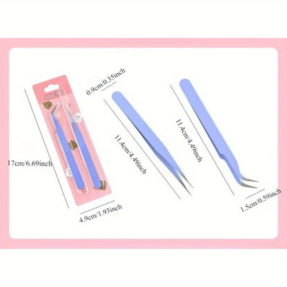 6pcs Tweezers Set - Angle and Straight Hand Tools for DIY Scrapbooking, Jewelry Making, Beading Work - Scrapbooking Supplies