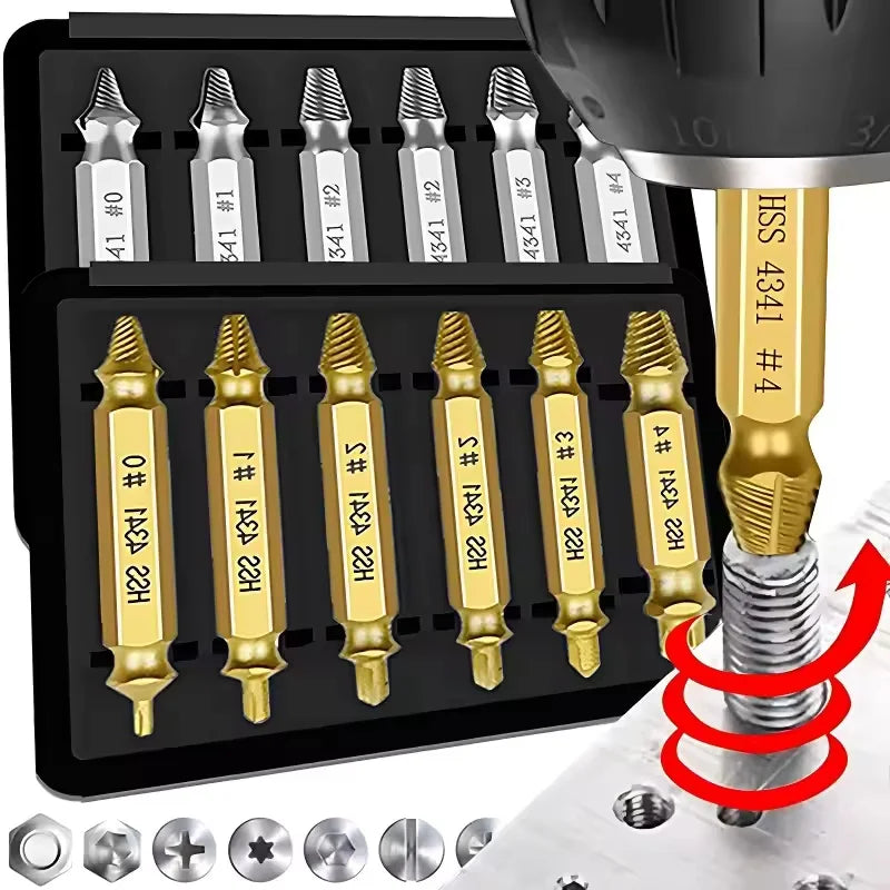 Damaged Broken Screw Extractor Drill Bit Set Stripped Broken Screw Bolt Remover Extractor Easily Take Easy Out Demolition Tools
