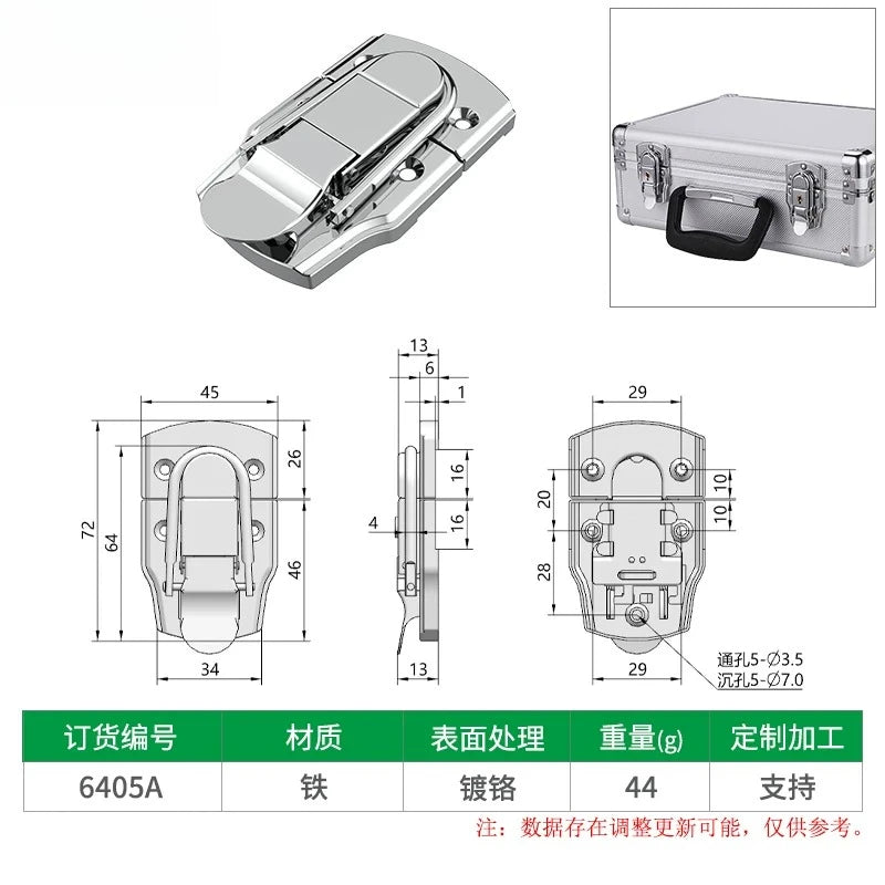 Box snap, nickel-plated iron lock snap, bag fastener, hook, wooden box and toolbox lock, fixed lock, hardware accessory