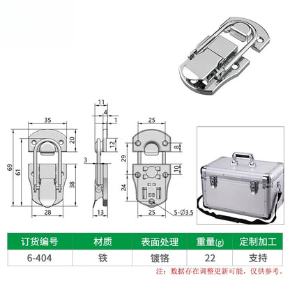 Box snap, nickel-plated iron lock snap, bag fastener, hook, wooden box and toolbox lock, fixed lock, hardware accessory