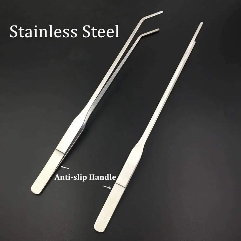 1pc Straight/Elbow Stainless Steel Tank Tweezers Pliers Aquarium Tool Fish Tank Aquatic Plants Forceps Clip for Cleaning Tool
