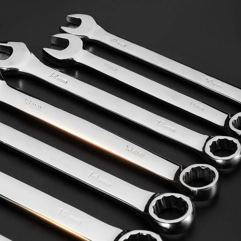 WEELEE 6-32mm Combination Wrench Metric Plum Blossom Ring Open-ended Spanner Hardware Parts Automotive Repair Wrench Hand Tools