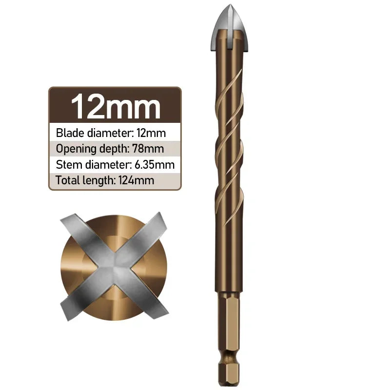 Cross Hexagonal Ceramic Tile Tips Glass Cement Opener Hole Triangle Alloy Drill Size 3mm 4mm 5mm 6mm 8mm 10mm 12mm