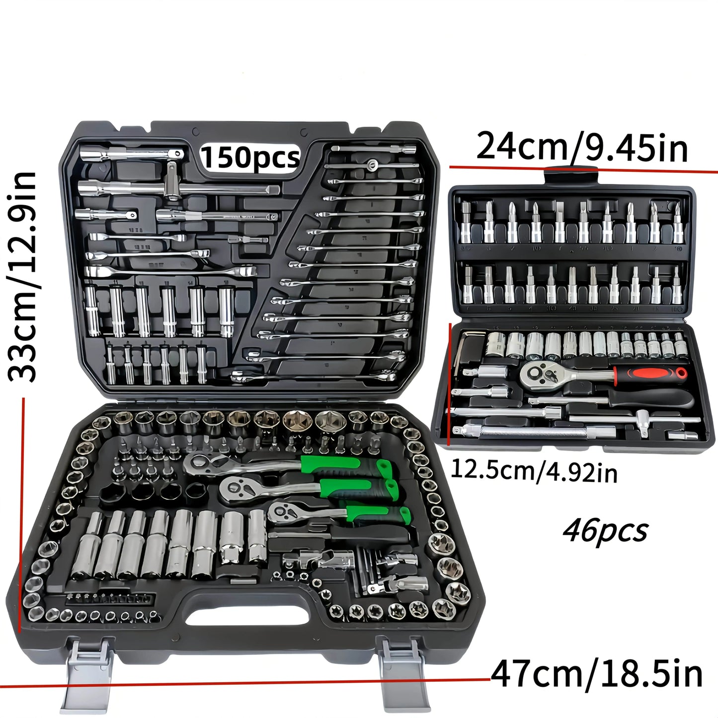 150/46pcs Auto Mechanical Repair Tool Set, Multifunctional with Socket, Wrench And Ratchet Set, Auto Repair, Mechanical Toolkit