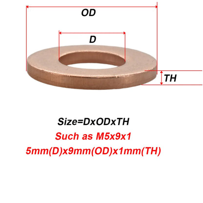 Copper Oil Plug Washers M5-M24 for Motorcycle Sump Sealing