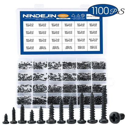 1100pcs Round Pan Head Tapping Screws Set M1.2 M1.4 M1.5 M1.7 M2  Mini Screw laptop computer screw Phillips Screw kit
