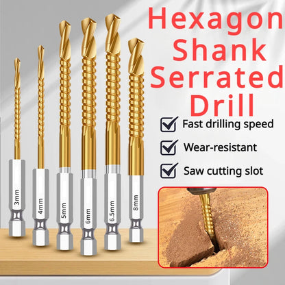 3/6Pcs Wood Drill Bits 6.5mm 6mm 8mm High Speed Steel
